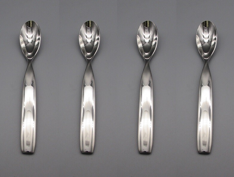Sasaki Stainless Double Helix Oval Soup / Place Spoons - Set of Four New