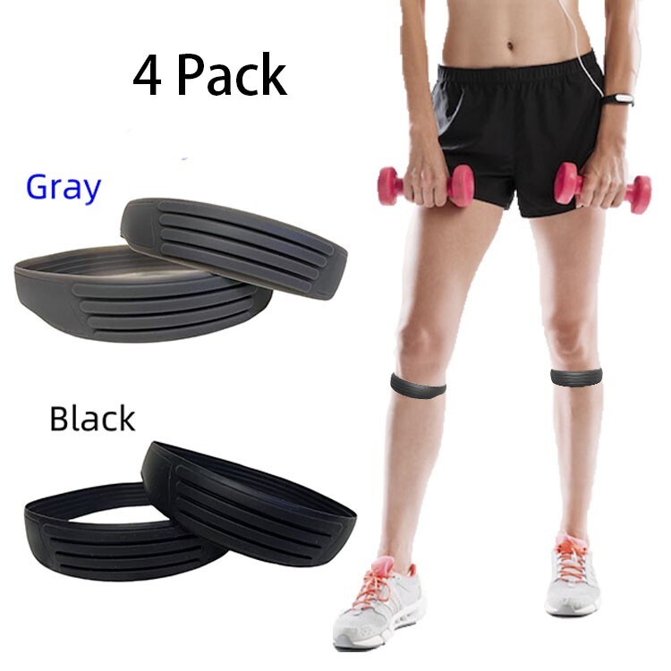 4Pack Silicone Sports Knee Pain Relief Bands - Patella Tendon Support Wraps Gift