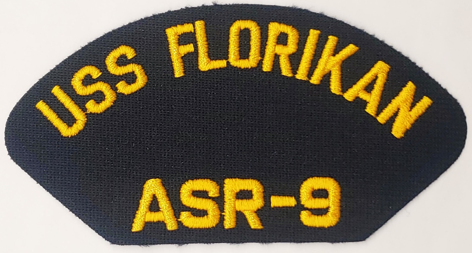 US Navy ASR-9 USS Florikan Arc Patch Black Gold Embroidered Military Tab