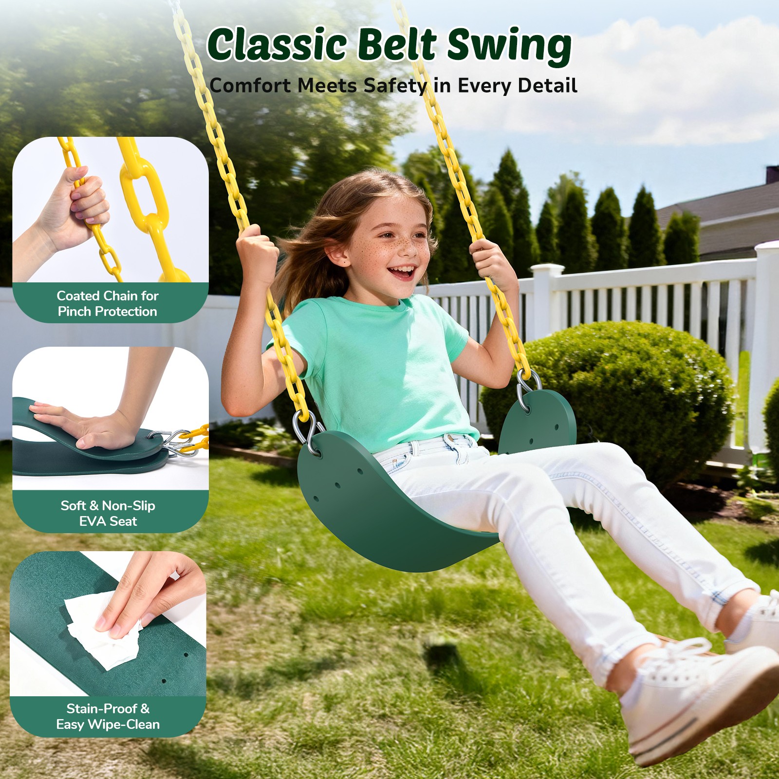 Trekassy 440lbs 2 Seat Metal Swing Set with Heavy Duty A-Frame Metal Swing Stand
