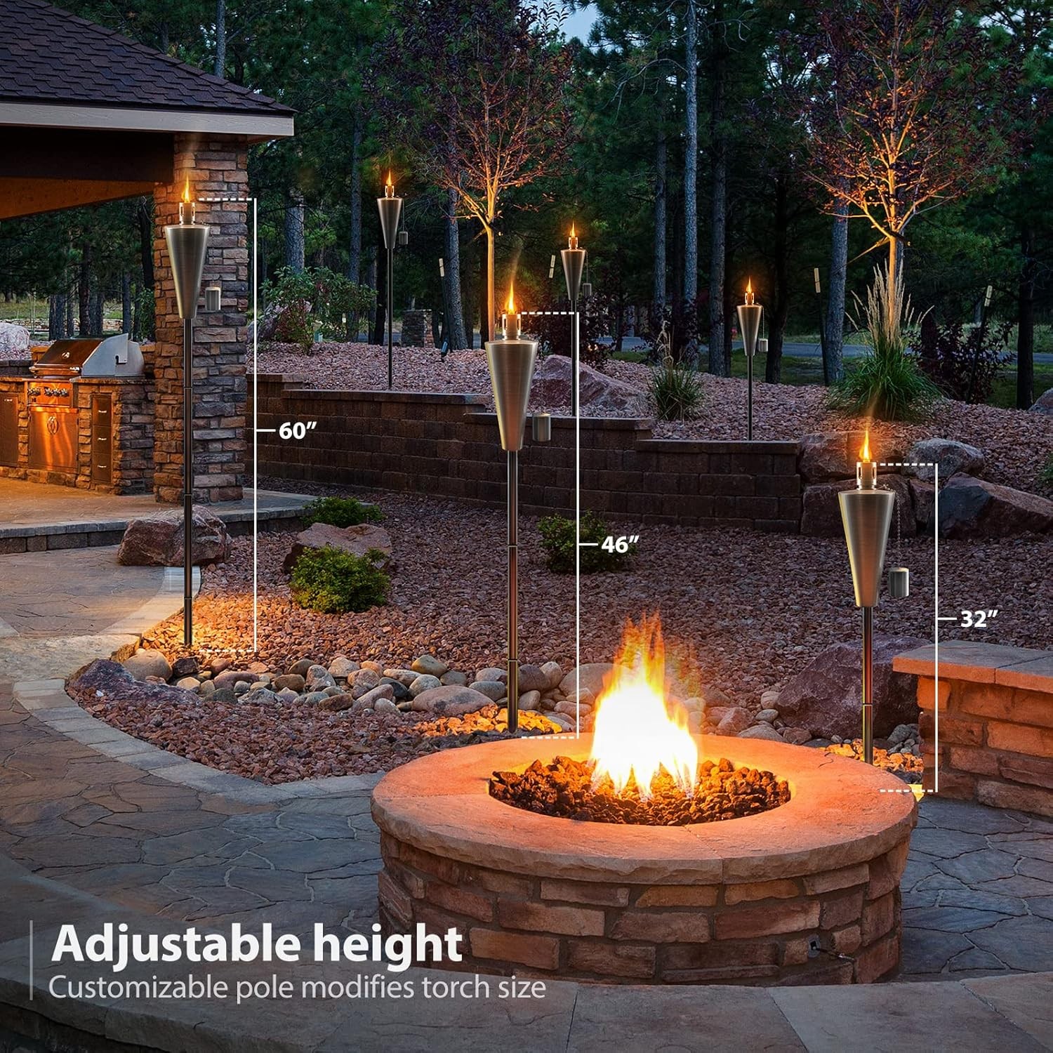 Stainless Steel Torches Outside Outdoor Torches Patio Garden & Yard Lights 5 ft