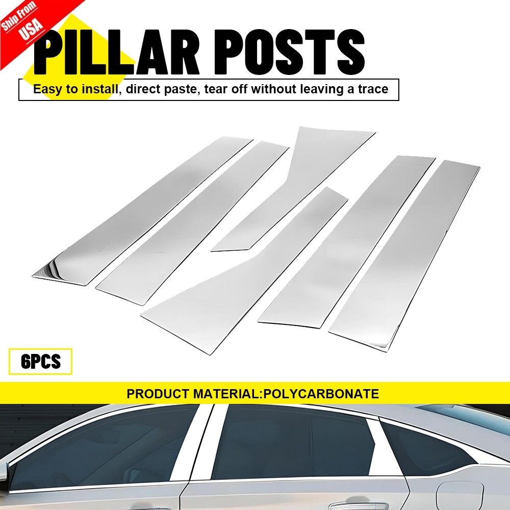 For 2018-2022 Honda Accord 6PC Stainless Steel Chrome Window Pillar Post Trims