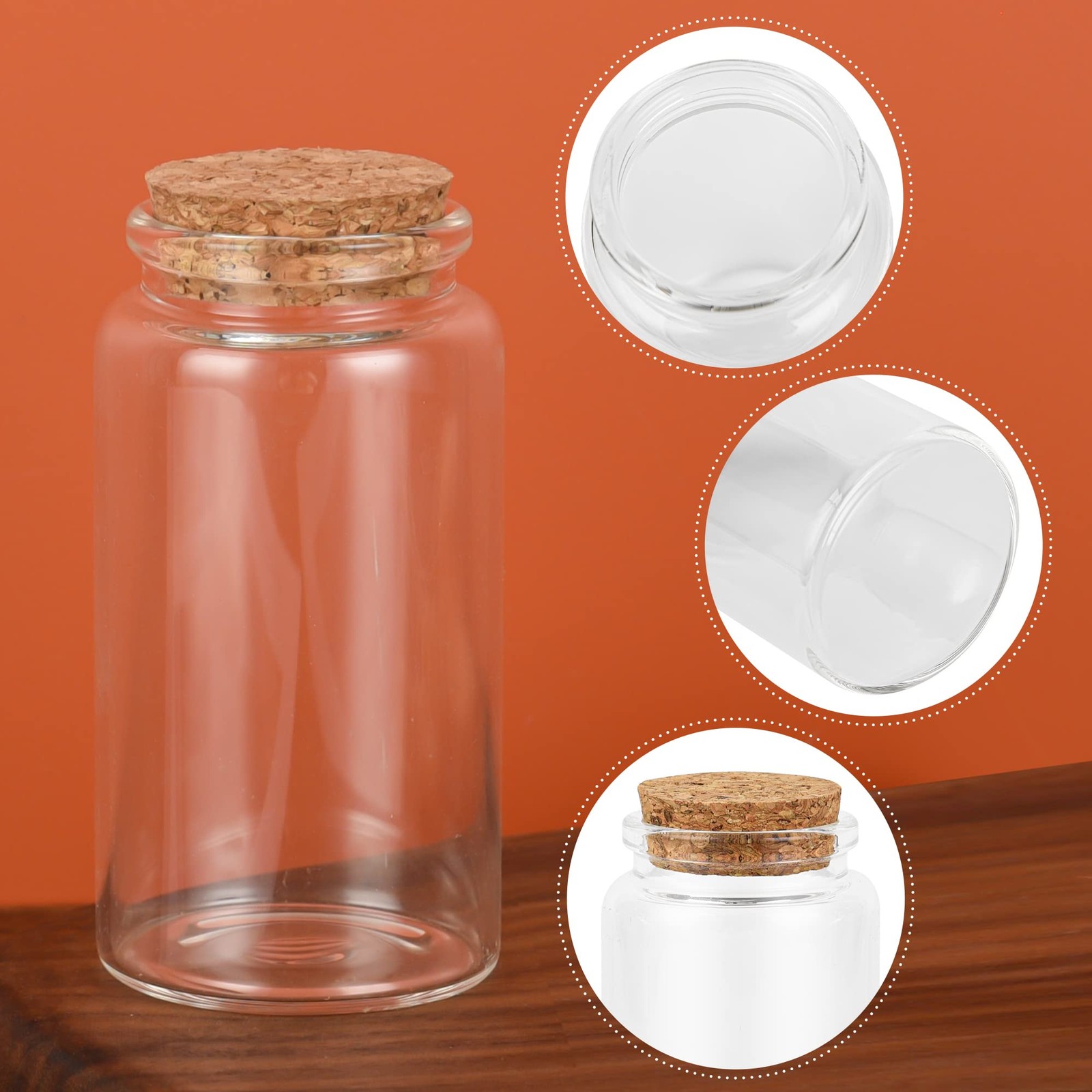 3PC100ML Empty Glass Jars with Cork Stoppers for DIY Art Crafts Projects