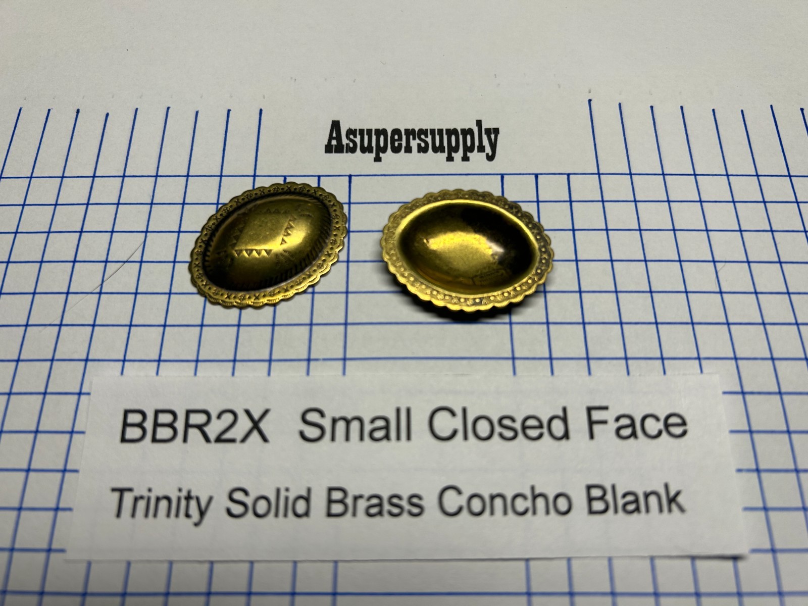 TRINITY CONCHO Blank BBR2X Sm. SOLID BRASS VINTAGE No Backing USA Leather Craft