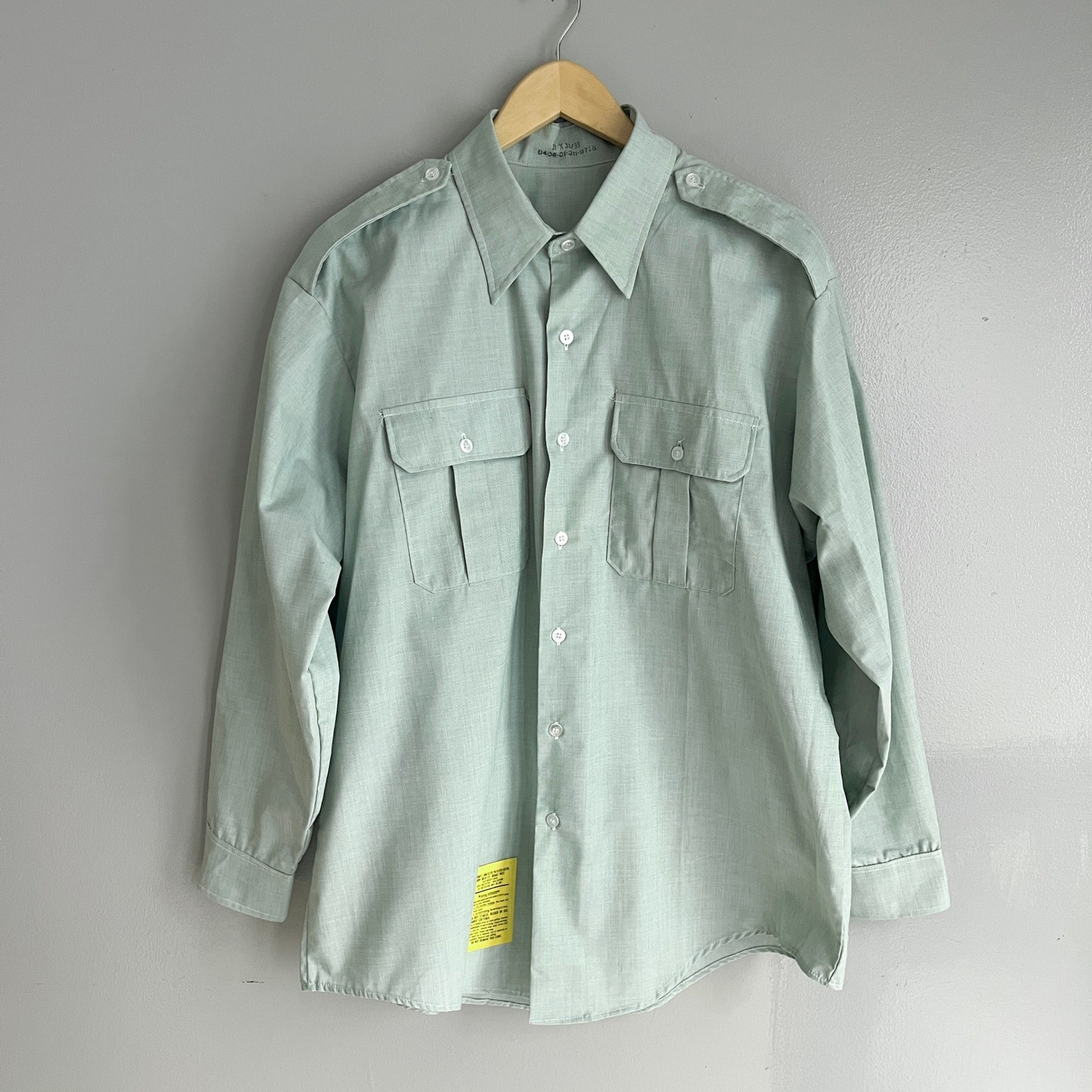 Vintage J.H. Rutter-Rex Shirt Long Sleeve Green Durable Press Mens 17 x 32/33