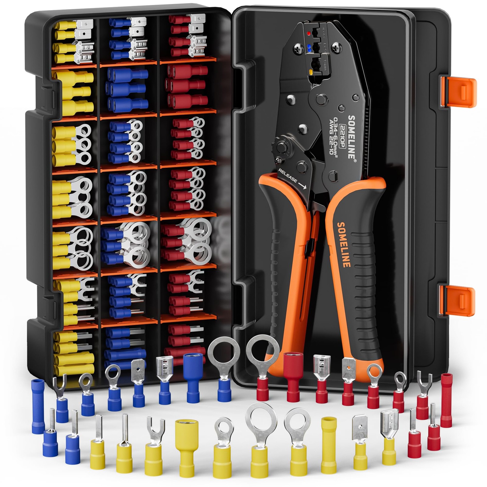 SOMELINE Wire Connectors Kit Crimp Tool 30 Types Insulated Terminals 22-10AWG