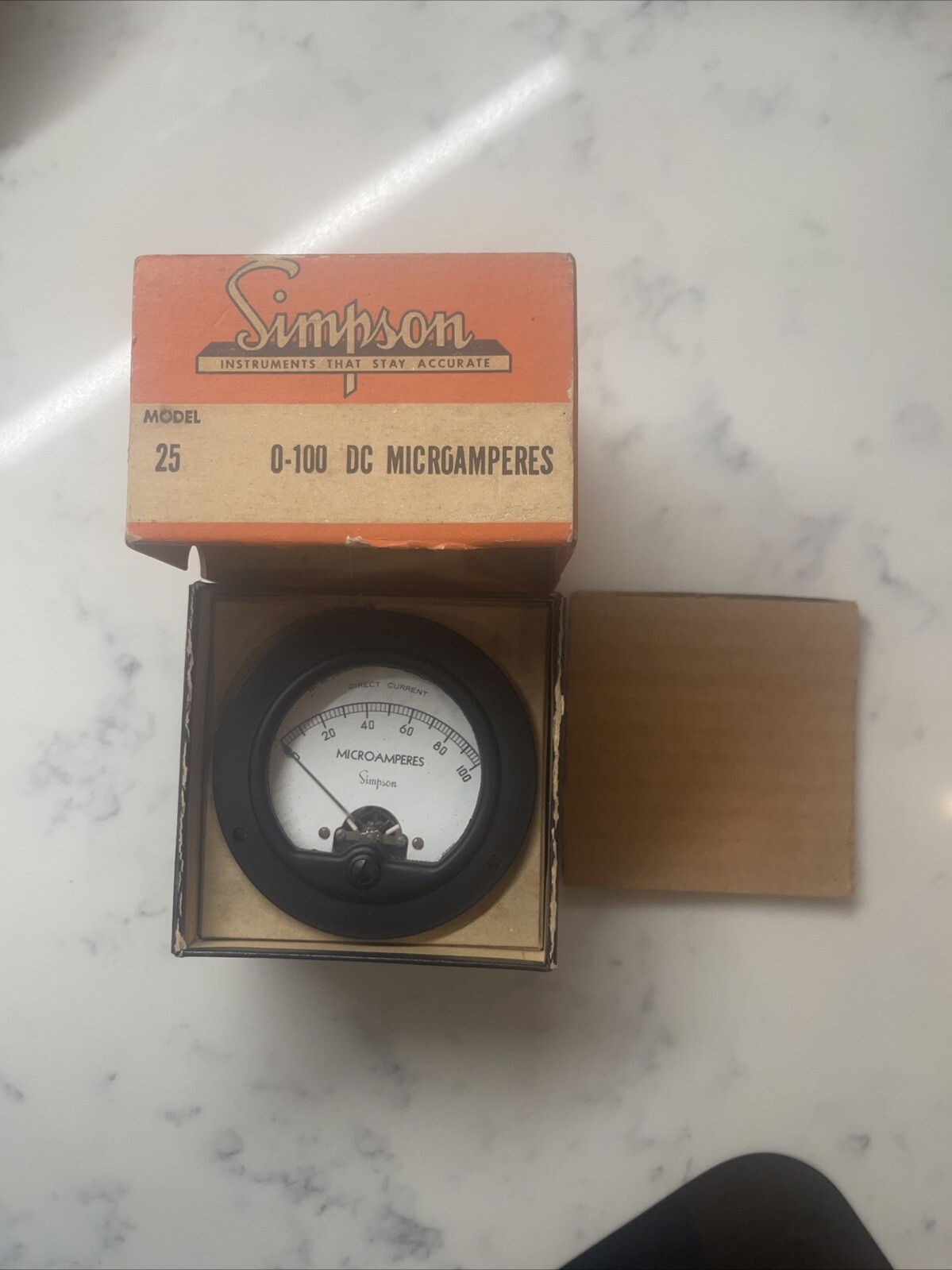 Simpson Model 25 DC Microamperes Meter 0-100 In Box Vintage