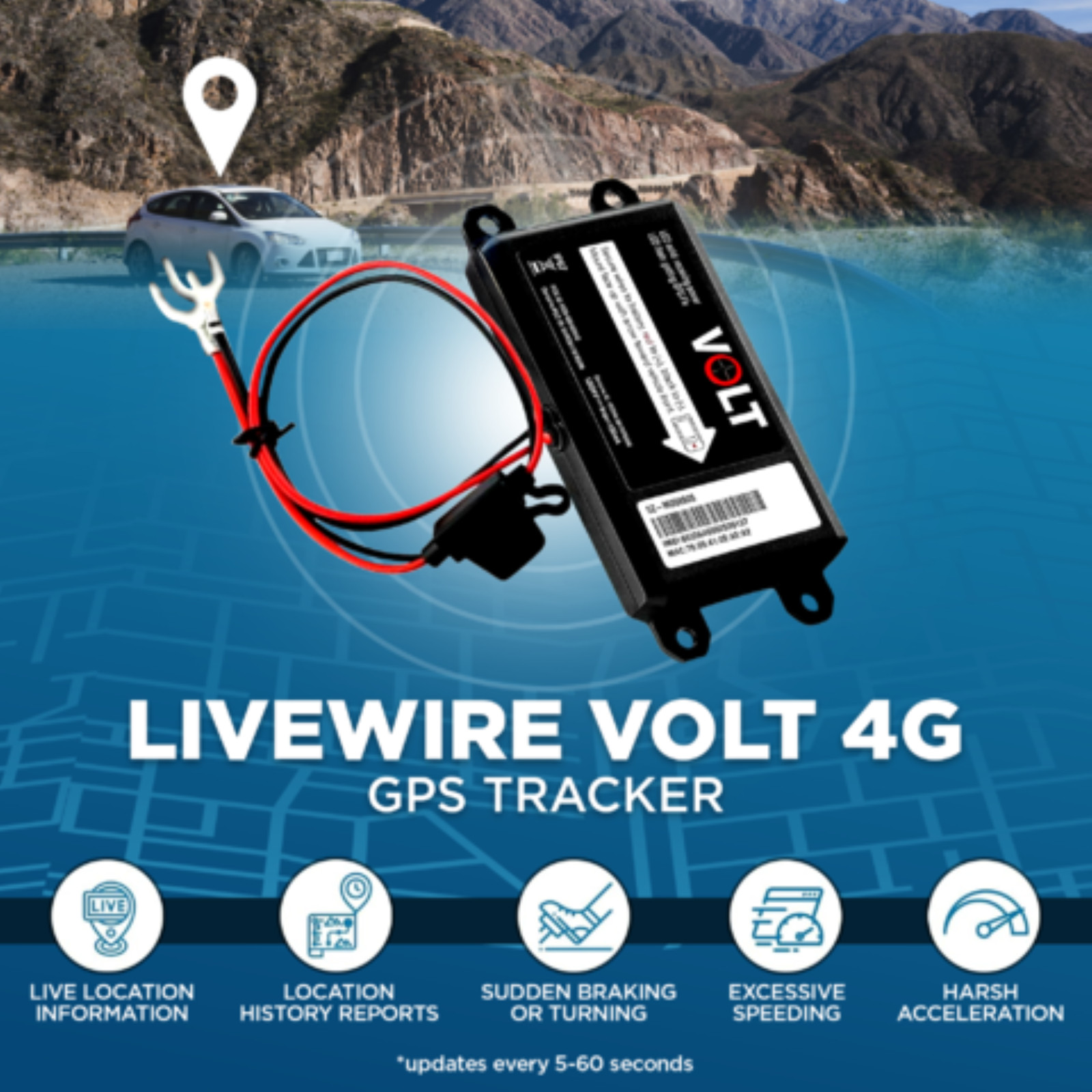 Lightning GPS Easy Hardwired 4G Real Time Hidden Tracking Device for Vehicles