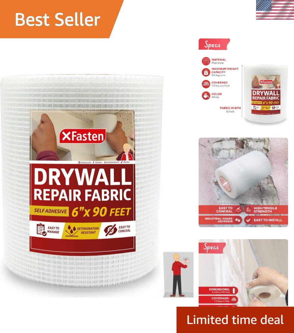 Durable Water-Resistant Drywall Repair Tape - 6-Inch X 90-Foot for Quick Patches
