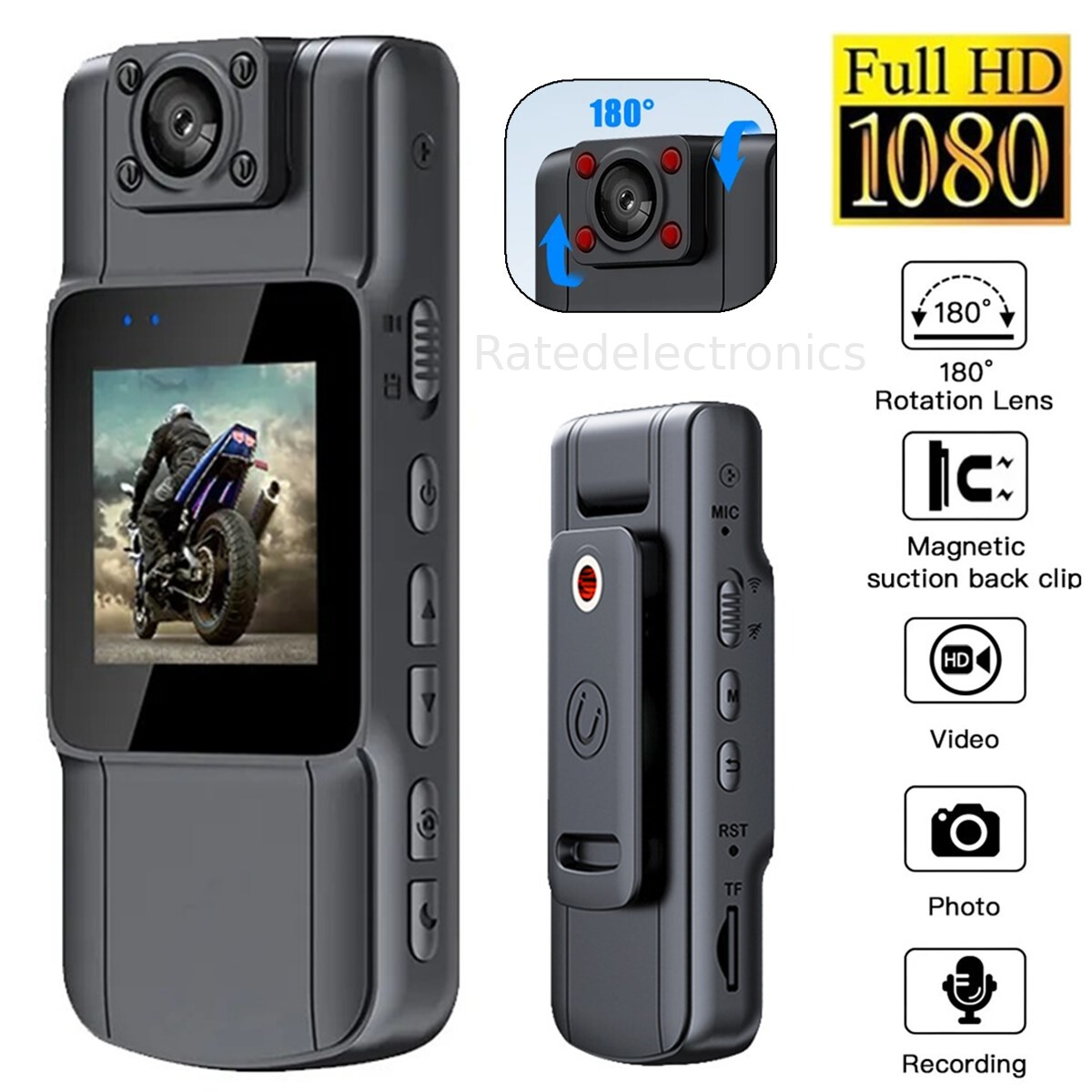 20 Hour 1080P Camcorder Mini Police Body Camera HD 180° Video DVR IR Night Cam