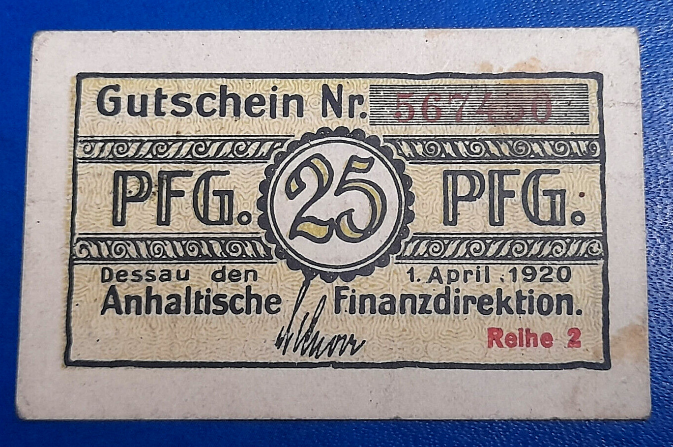 DESSAU NOTGELD 25 PFFENIG 1920 EMERGENCY MONEY GERMANY BANKNOTE (32403)