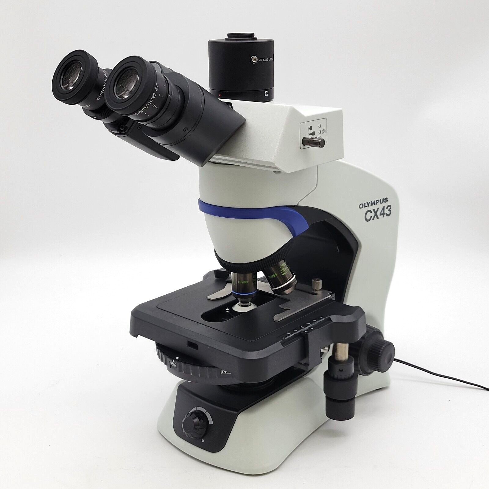 Olympus Microscope CX43 with Phase Contrast, Fluorites, & Trinocular Head