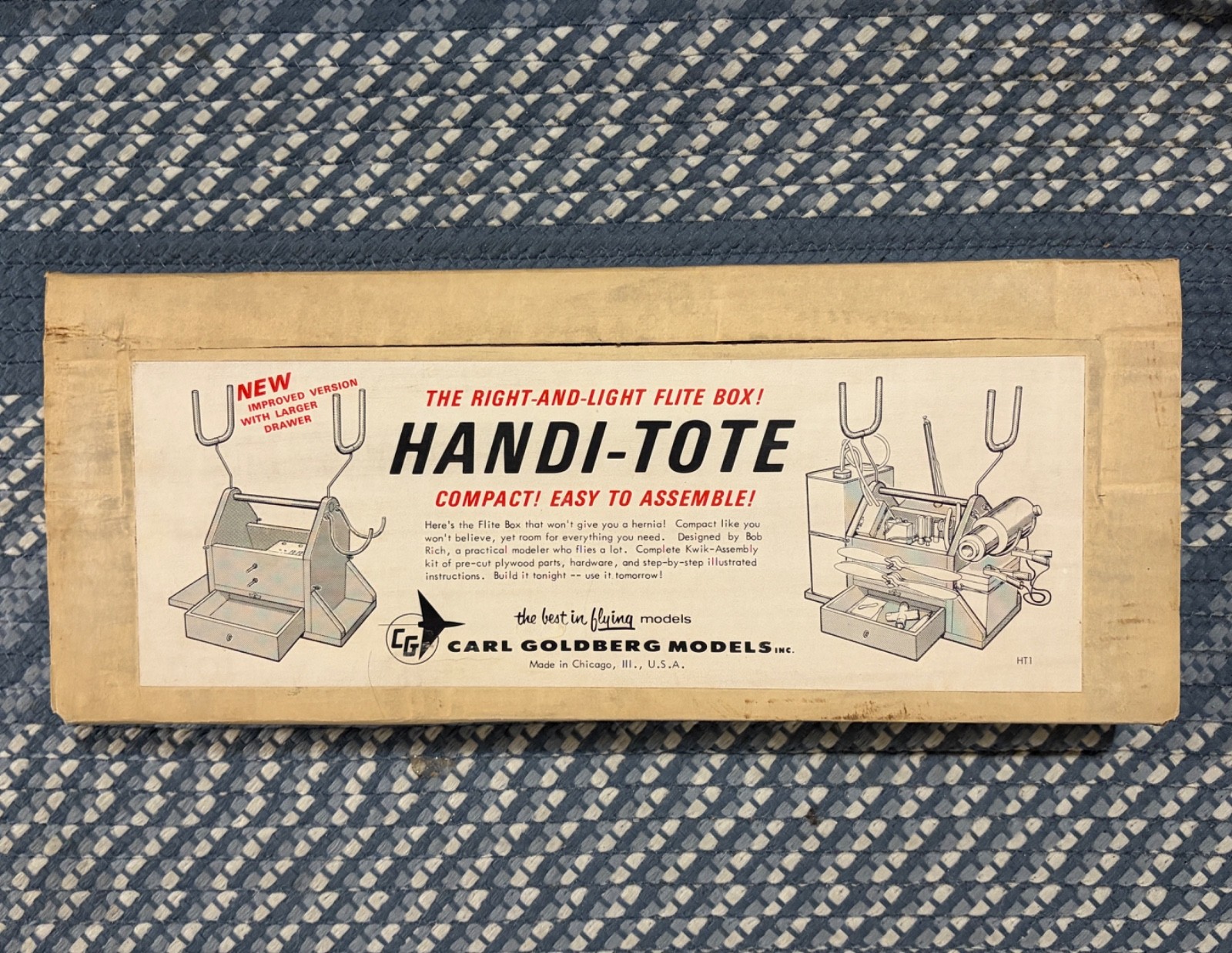 Vintage 70's Carl Goldberg Handi-Tote Flite Box Kit HT1 NIB Sealed Parts flight