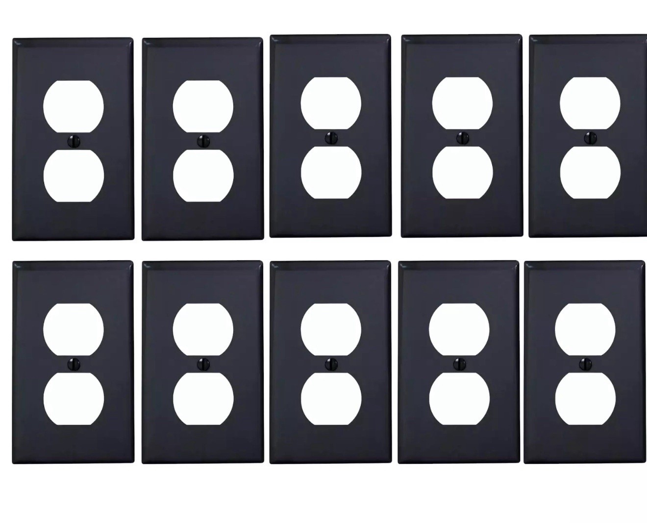 Leviton 80703-E Duplex Outlet Receptacle Wallplate 1-Gang TP Black, 10 Pcs