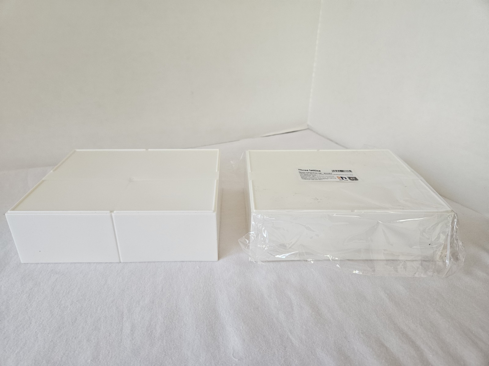2 NEW Three Lattice multi-compartment plastic organizers in clear plastic