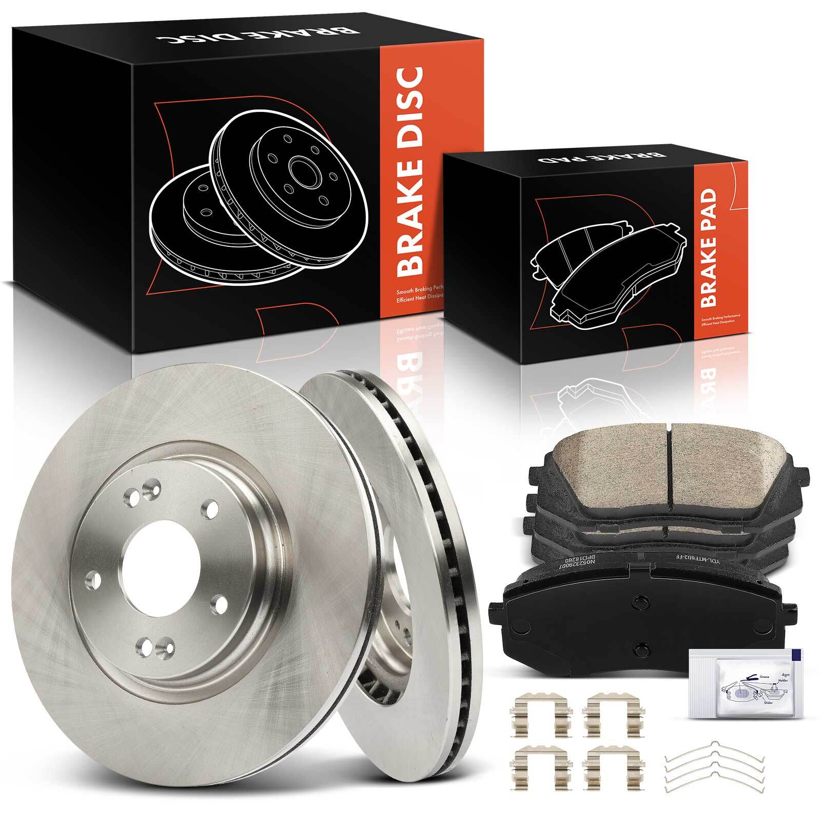 Front Disc Brake Rotors & Brake Pads for Hyundai Kona Electric Sonata Kia Optima