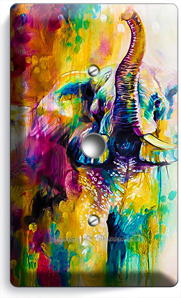 LUCKY FENG SHUI ELEPHANT ABSTRACT ART LIGHT DIMMER CABLE WALL PLATES ROOM DECOR