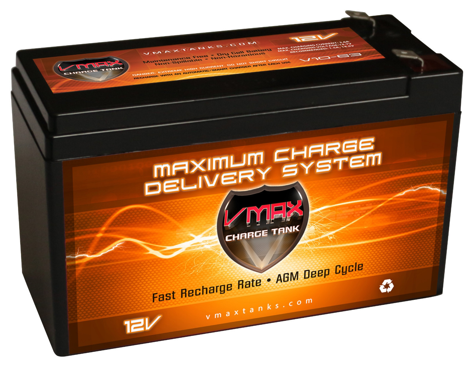 12V 10AH VMAX SLA Battery Replaces gp1272 np7-12 bp7-12 npw36-12 ps-1270 ub1280