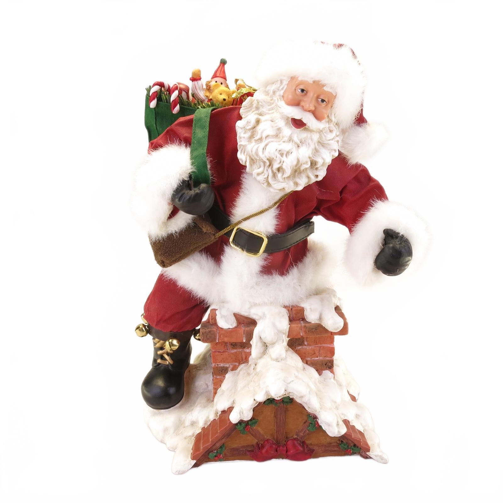 Dept 56 Possible Dreams Santa On Roof with Bag of Toys 10.25"