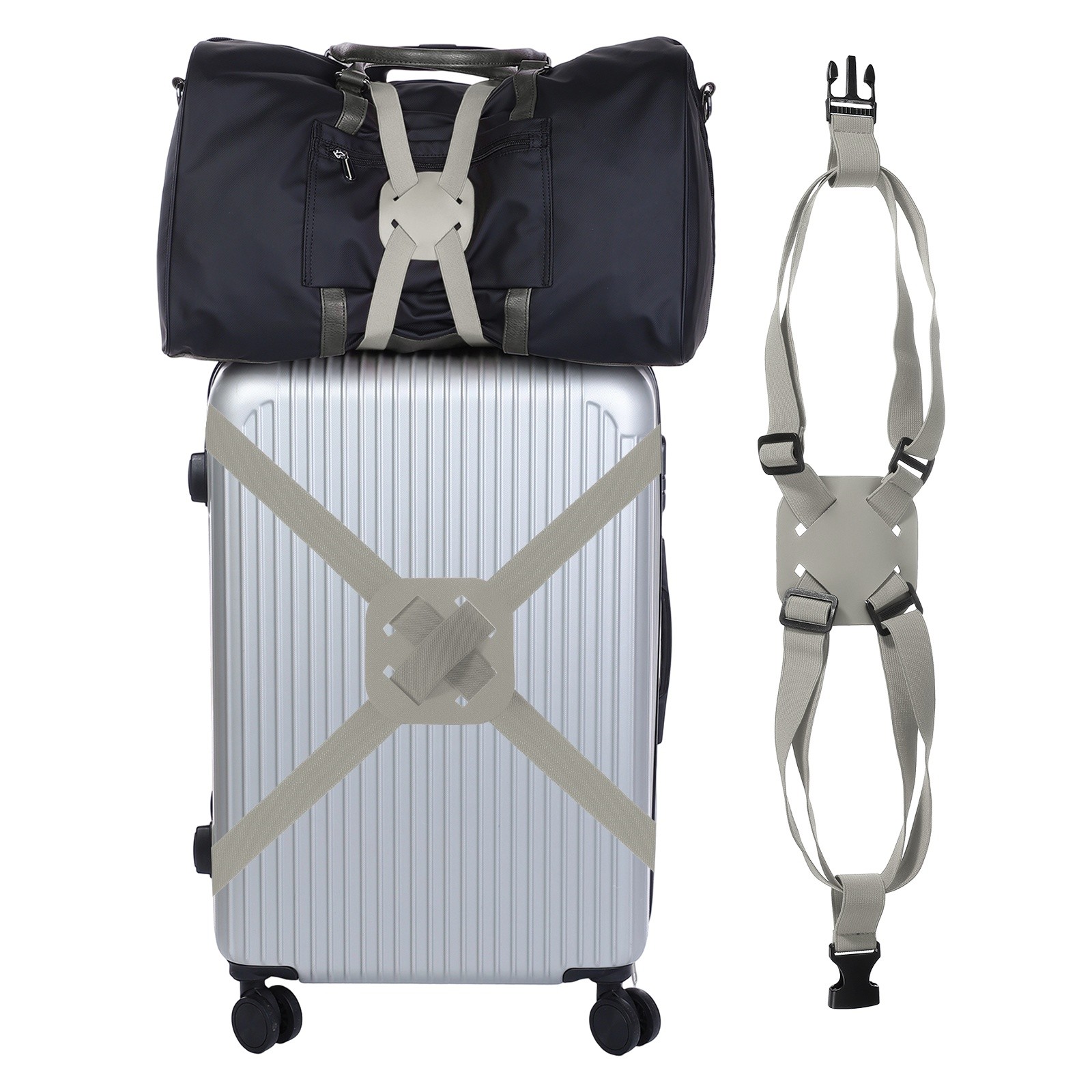 Luggage Straps Bag Bungees for Add A Bag, Suitcase Elastic Strap, Gray