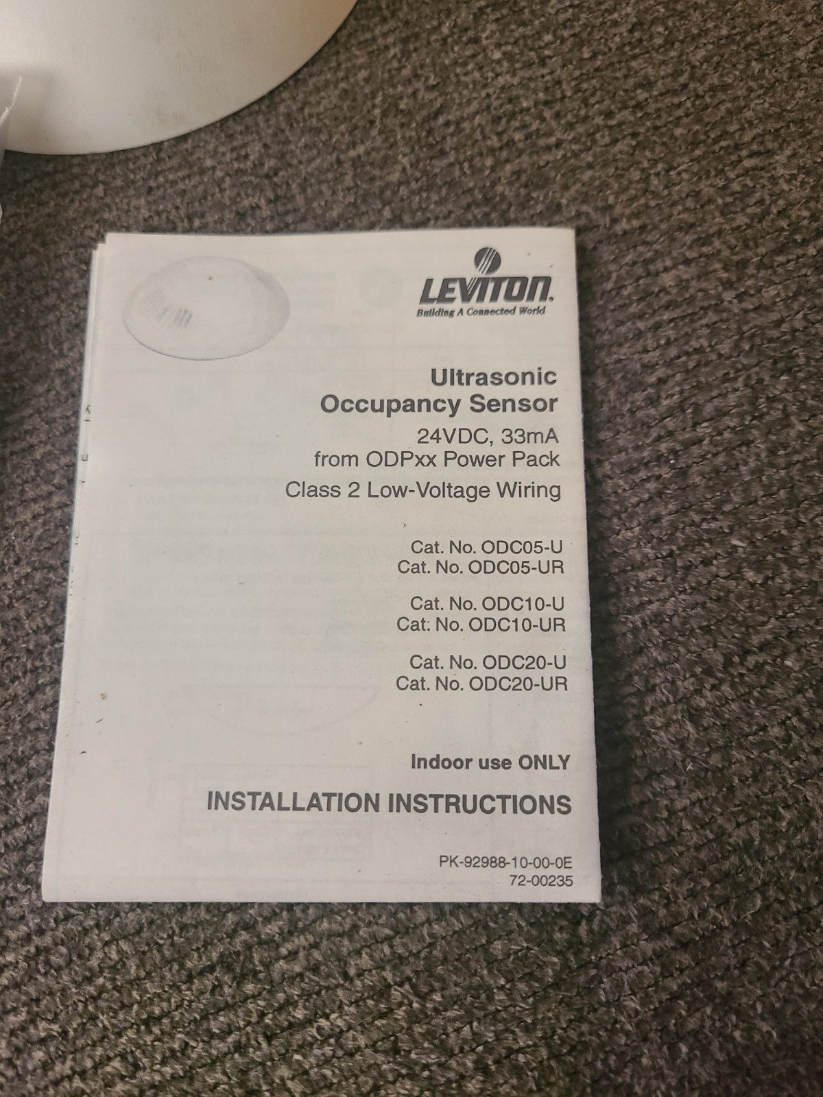 Leviton Occupancy Sensor 500 SqFt ODC05-UOW. (NEW) READ. J3