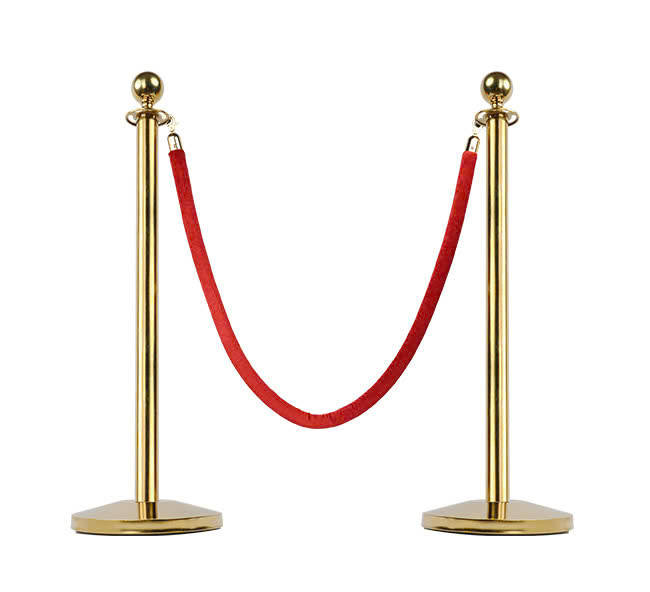 Gold stanchion with Red Rope