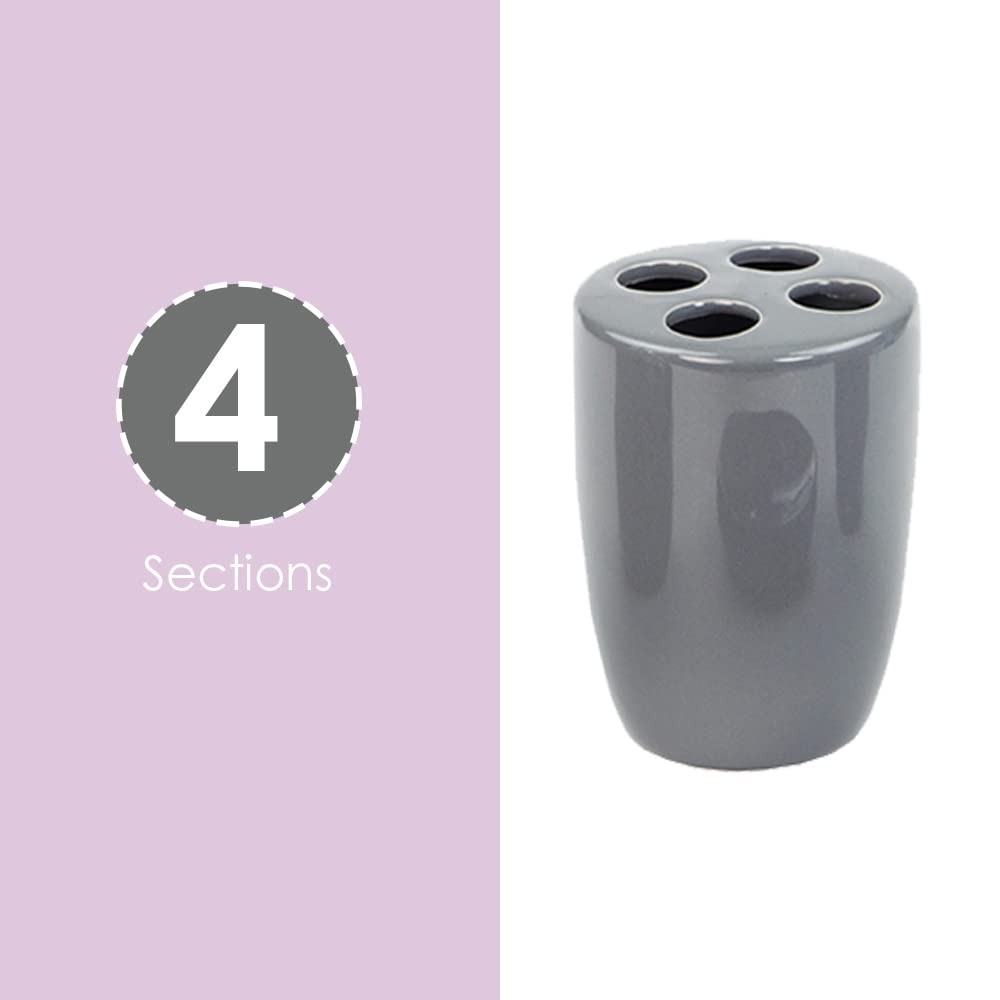 4Piece Ceramic Bathroom Set Grey, By Home Basics | Contemporary Design Bathro...