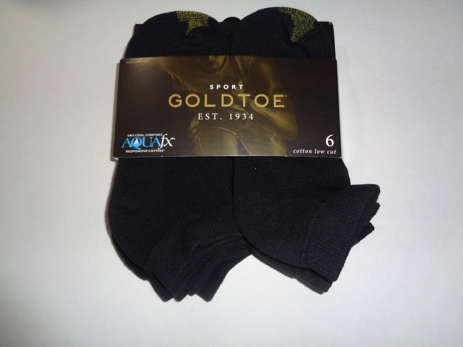 GOLDTOE Cotton Low Cut Socks 6 Pairs Black Men's Large Shoe Size 6-12.5