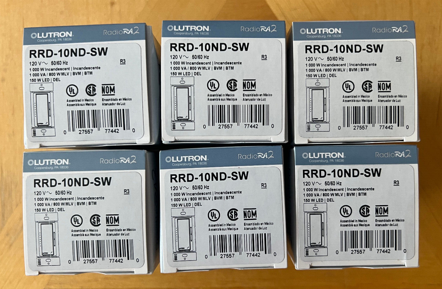 LOT of 6 - Lutron RRD-10ND-SW Radio Ra2 RadioRA RA2 Dimmer - NEW IN BOX