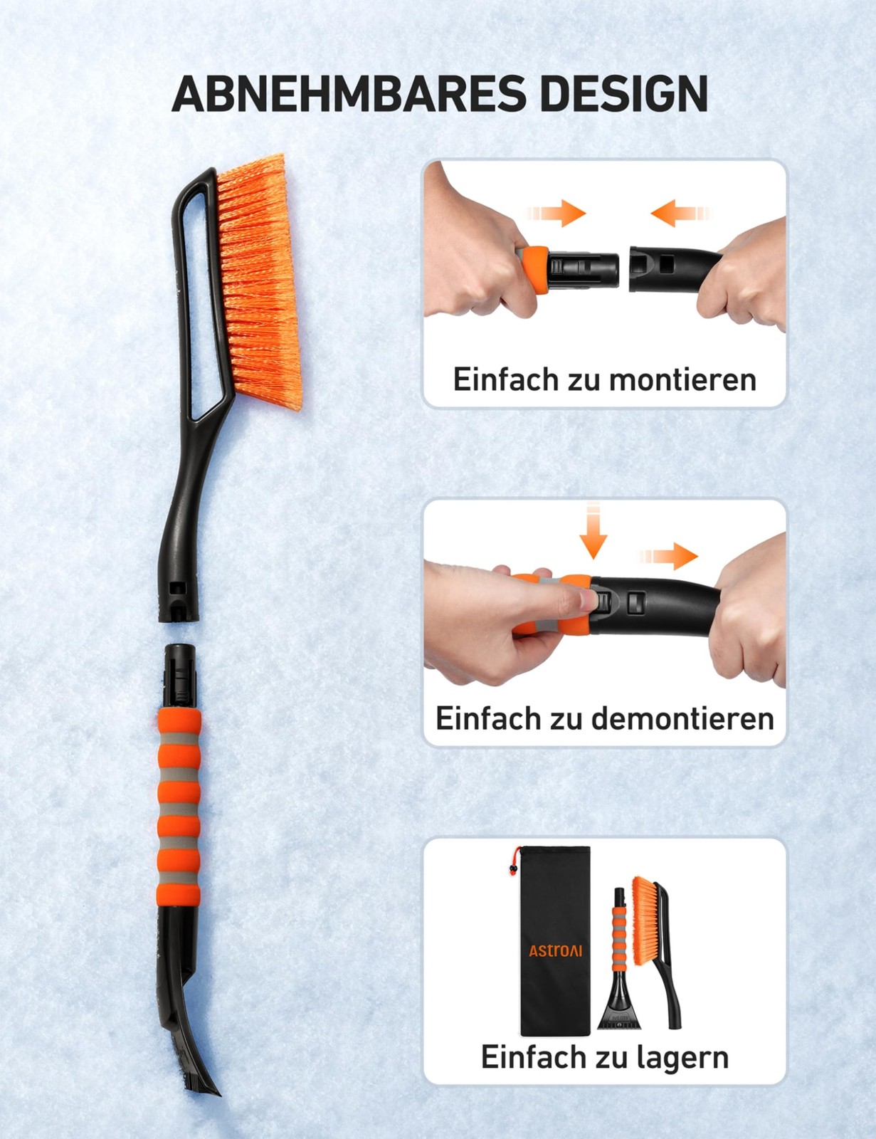Ice Scraper Car with Broom Whisk Removable 68CM Long