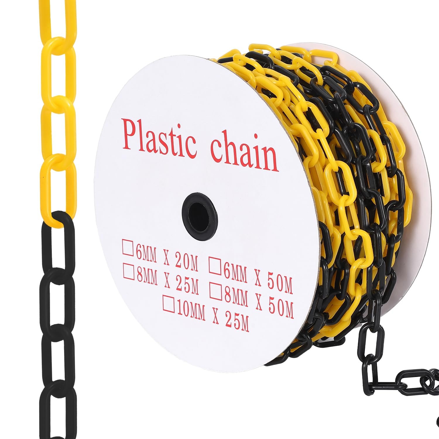 Plastic Barrier Chain Roll 120FT/240FT, UV Resistant Safety Chain with S Hooks