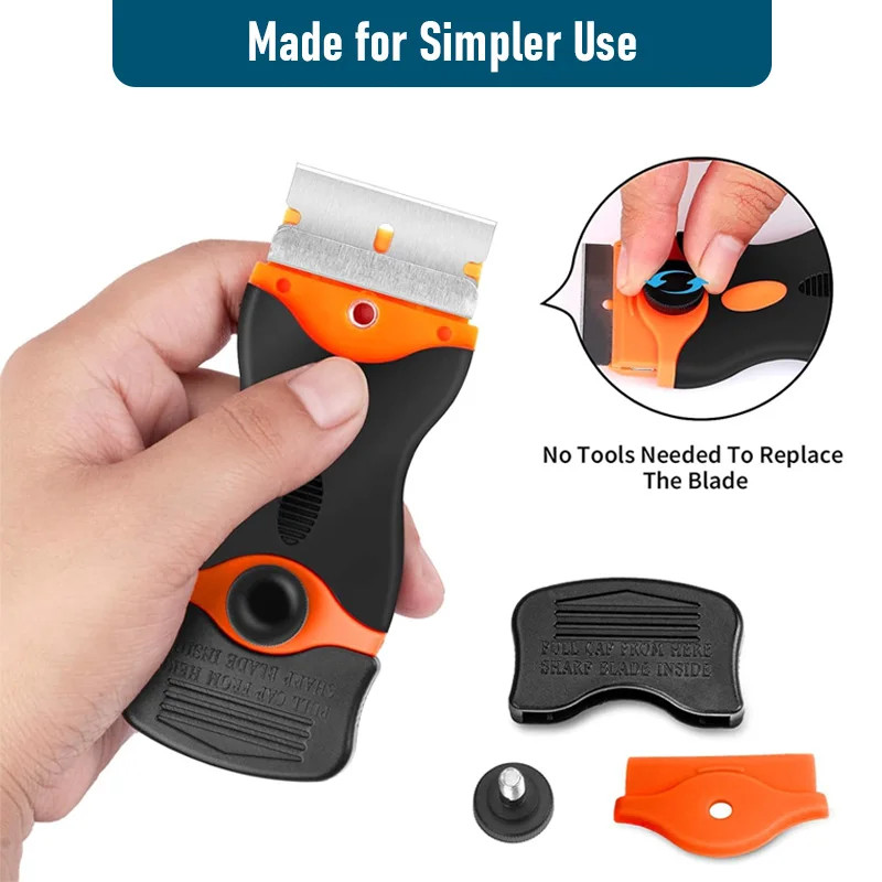 21-Pcs Razor Blade Scraper Tool with Double Edge Blades for Labels Stickers