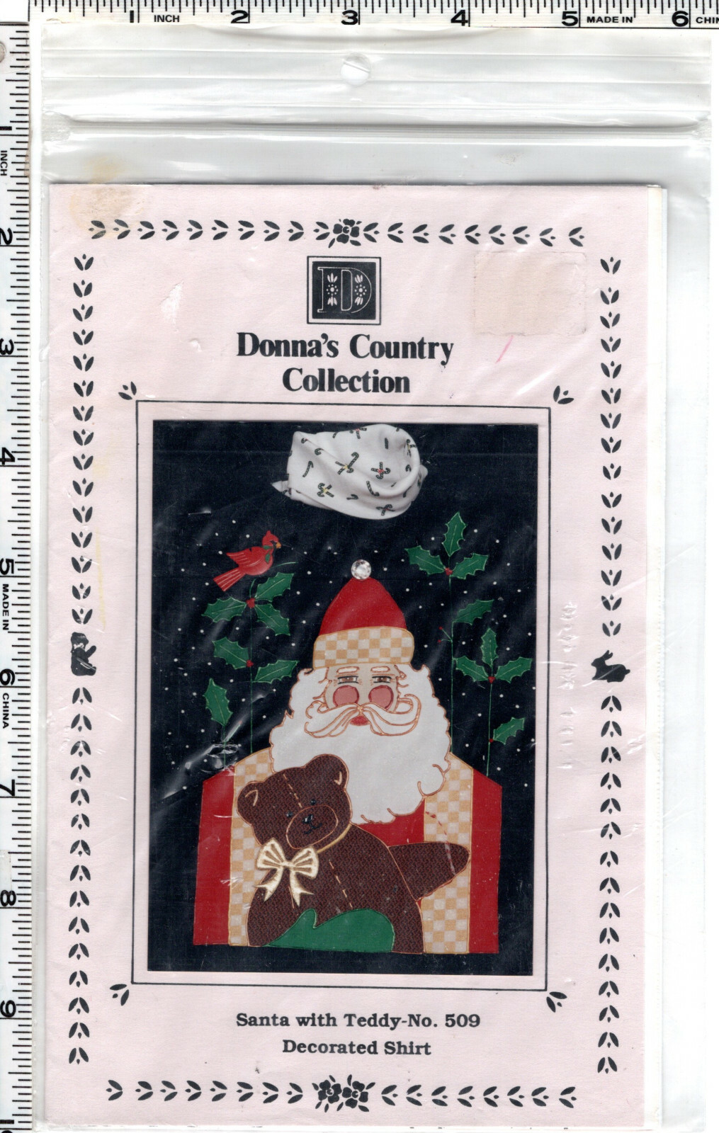 "Santa with Teddy" Donna's Country Collection Applique Pattern # 509
