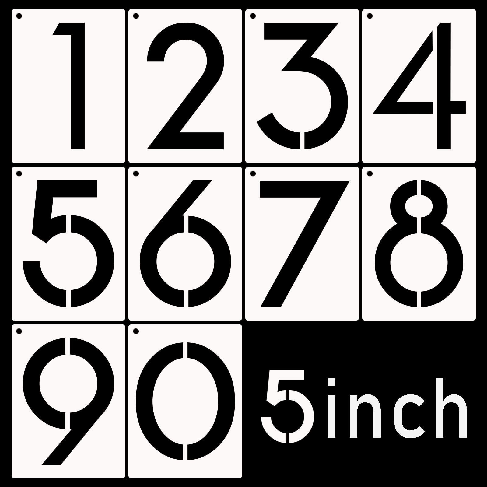 DXCYZ 5 Inch Large Number Stencils Kit 0-9 Address Number Stencil, 10PCS Reus...