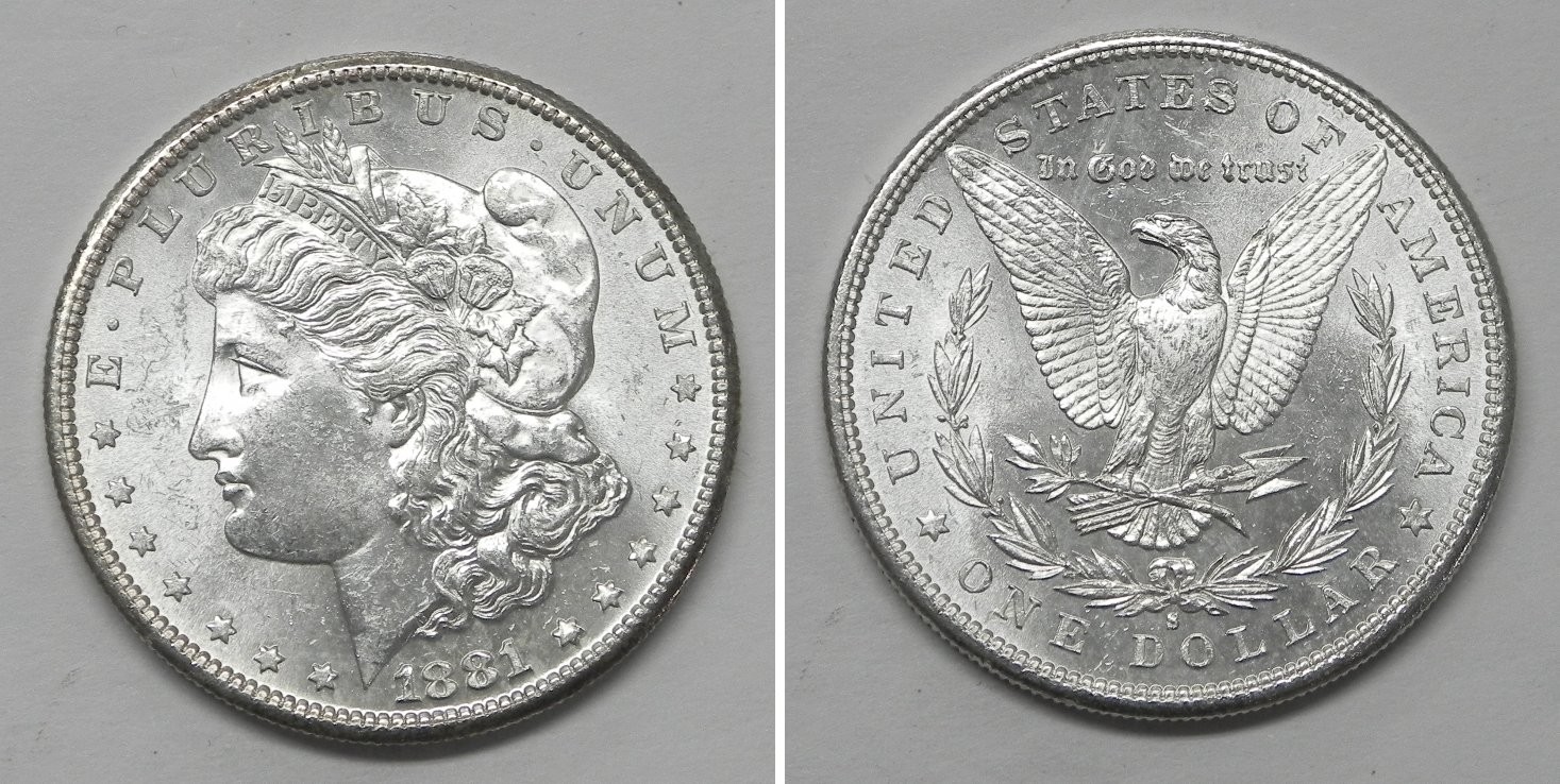 X7461  1881-S Morgan Dollar, Choice BU, Prooflike