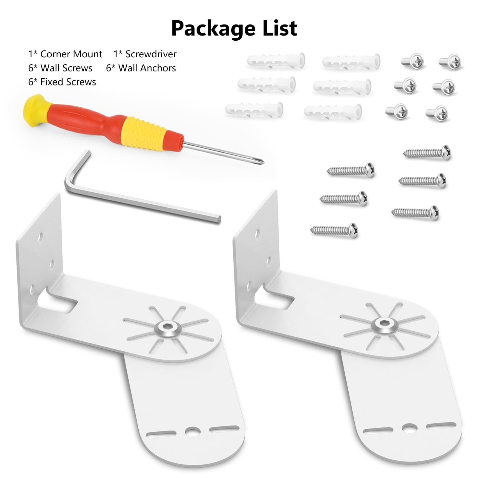 2Pack Adjustable Corner Mount Bracket Compatible with Eufy 2 Pack, White
