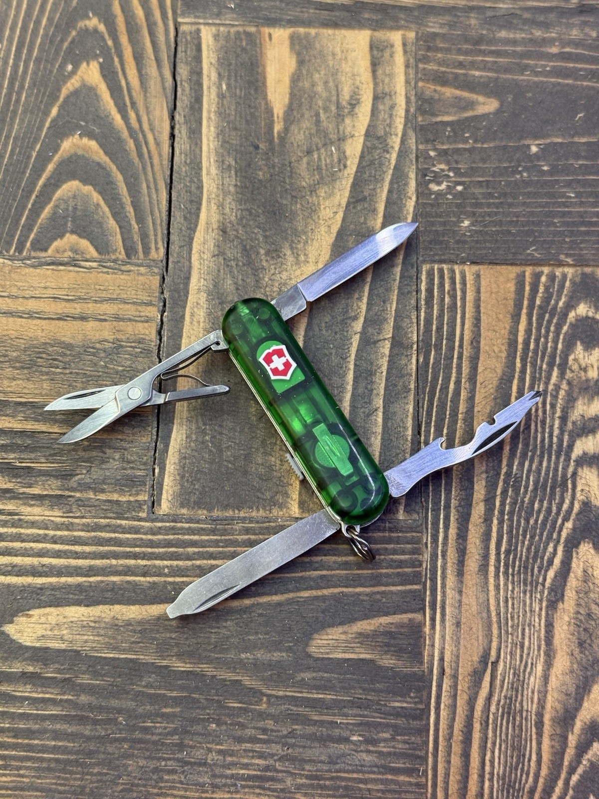 Victorinox Swiss Army Knife Midnight Manager 58mm Transparent Green w/Red Light