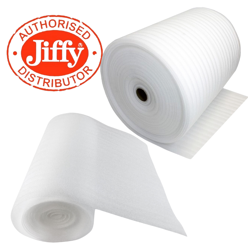JIFFY FOAM ROLLS 500/750/1500MM 1/1.5/2.5/4MM THICK FOR PACKING WRAPPING POSTING