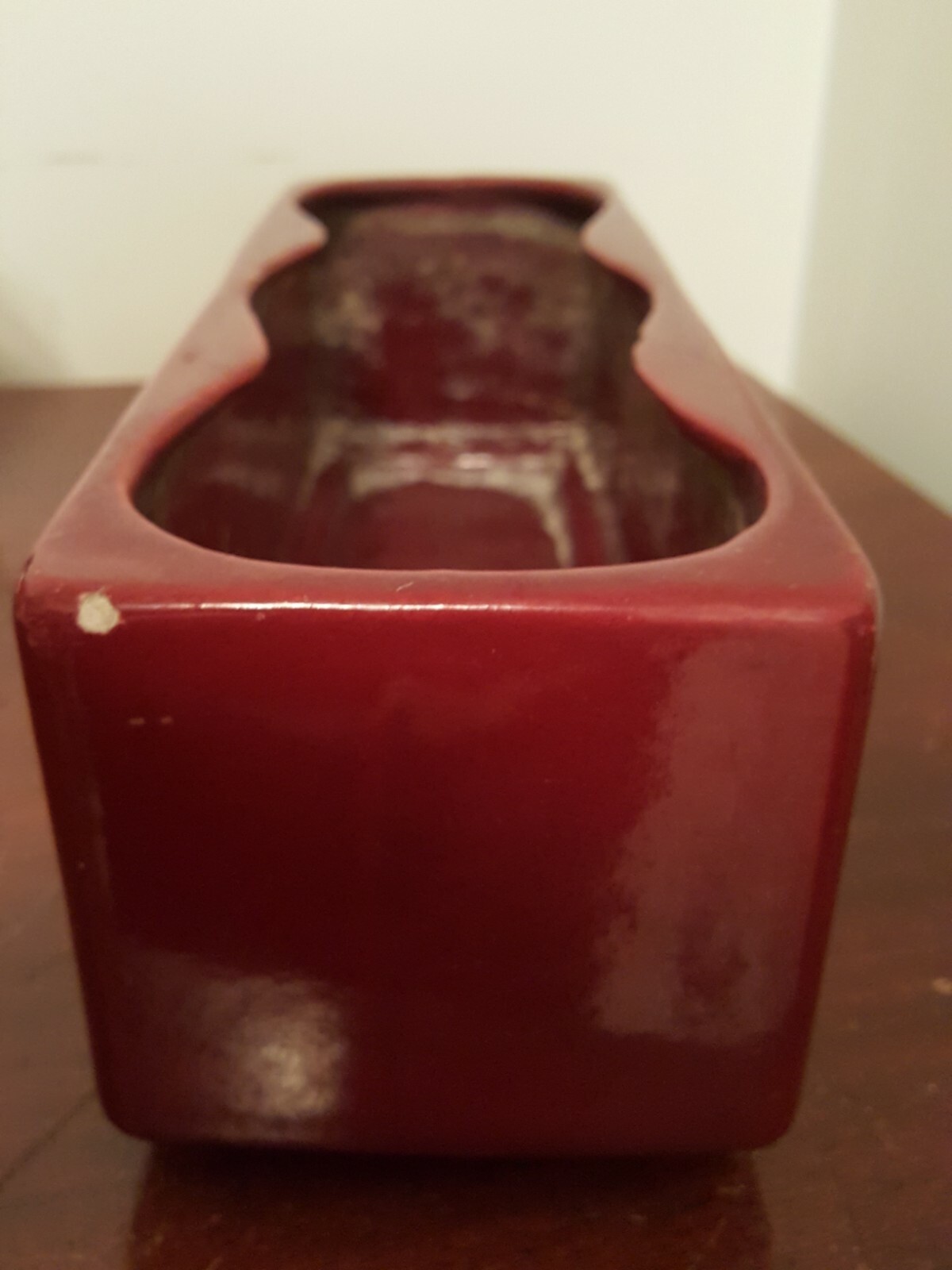 MidCentury Plant-Flower Planter Red-Painted Pottery 11.75" X 4" X 4"
