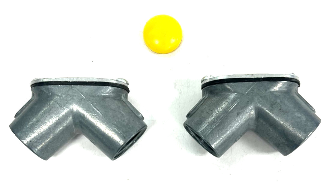 CONDUIT BODY 1/2" 90 DEGREE ZINC STEEL OAL 2-7/16" LOT OF 2