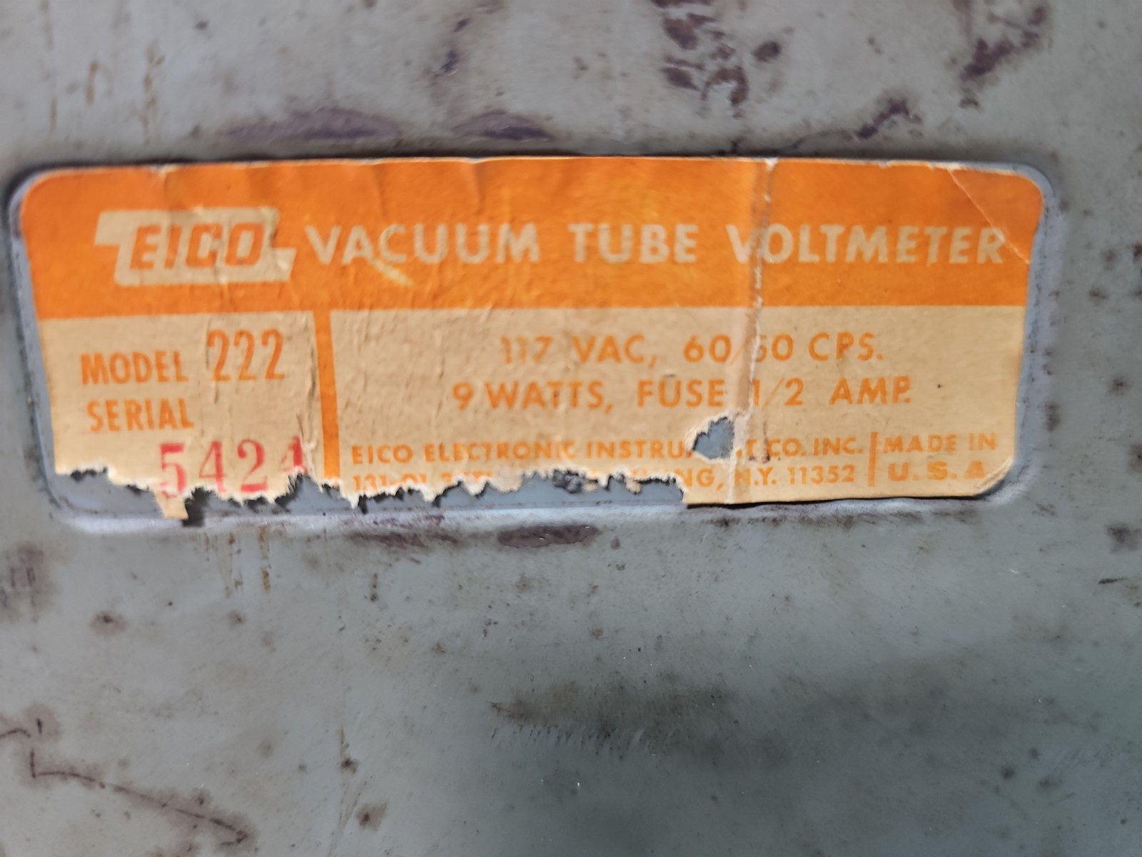 1960's EICO 222 Vacuum Tube Voltmeter VTVM