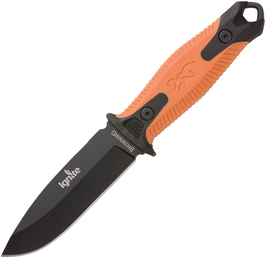 Browning Ignite 2 Orange 7Cr17MoV Drop Point Fixed Blade Knife w/ Sheath 0334
