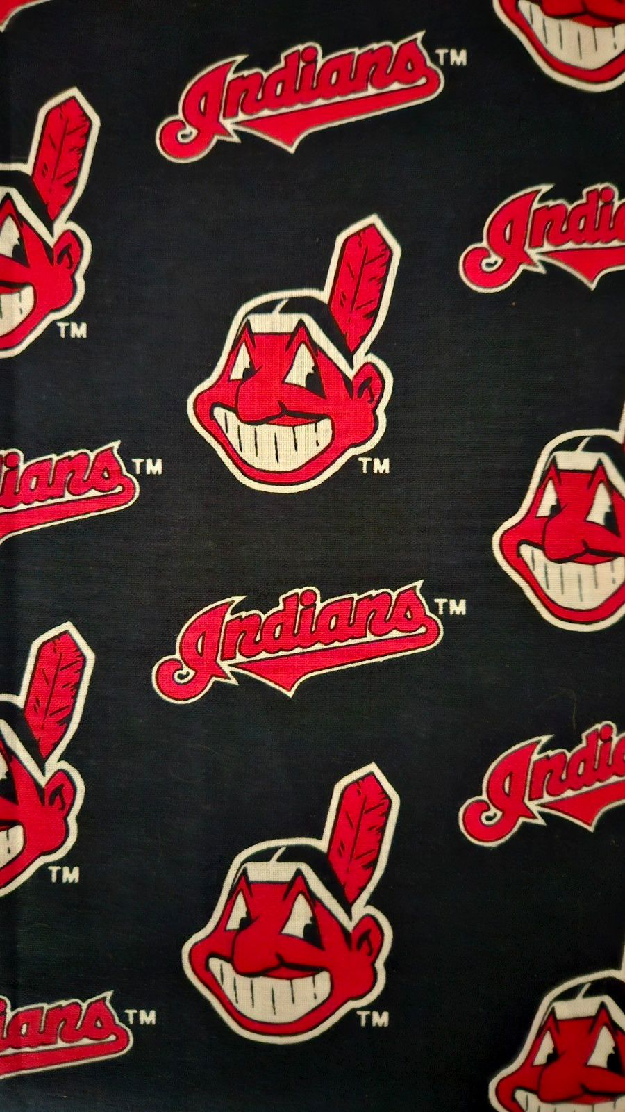 Vintage 2000 MLB Baseball Fabric Cleveland Indians 100% Cotton Fabric Traditions
