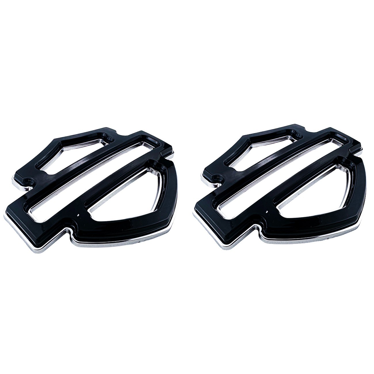 2Pcs Set Black Chrome Double Layer Custom CVO Tank Emblems Badges 5 or 6 Gal