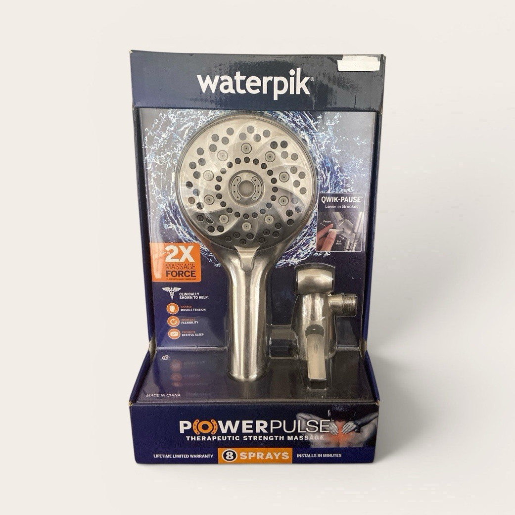 Waterpik PowerPulse Handheld Shower Head 8-Spray High Pressure Massage Nickel