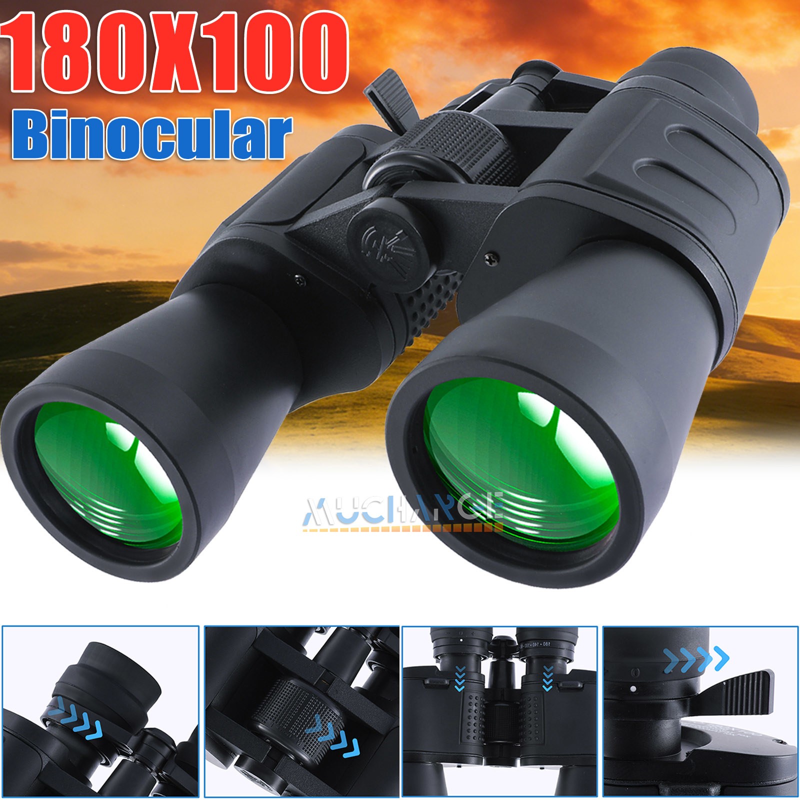 2026 180 X 100 Binoculars High Powered HD Long Range Goggles Hunting+Free Case