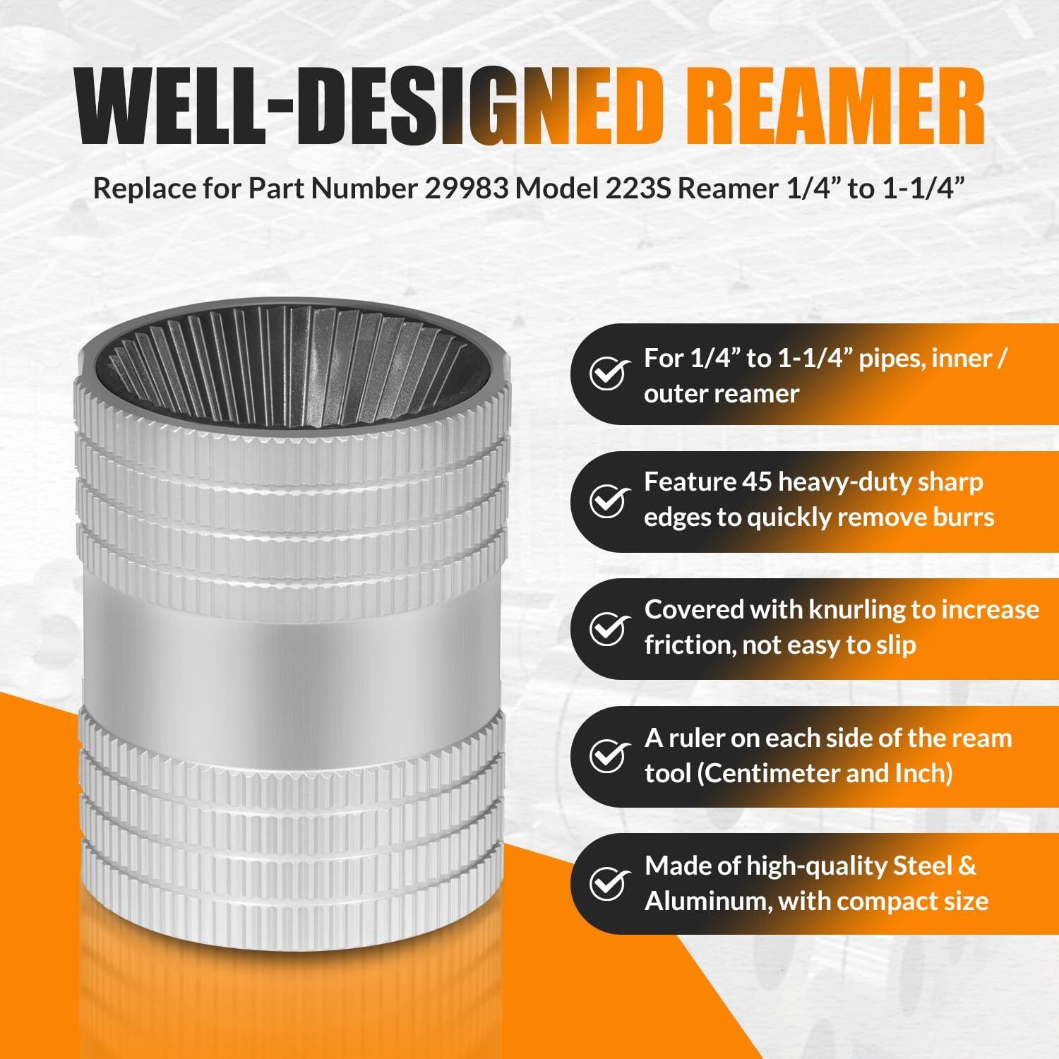 29983 223S Tubing and Pipe Reamer Inner/Outer Copper and Stainless Steel Cutting