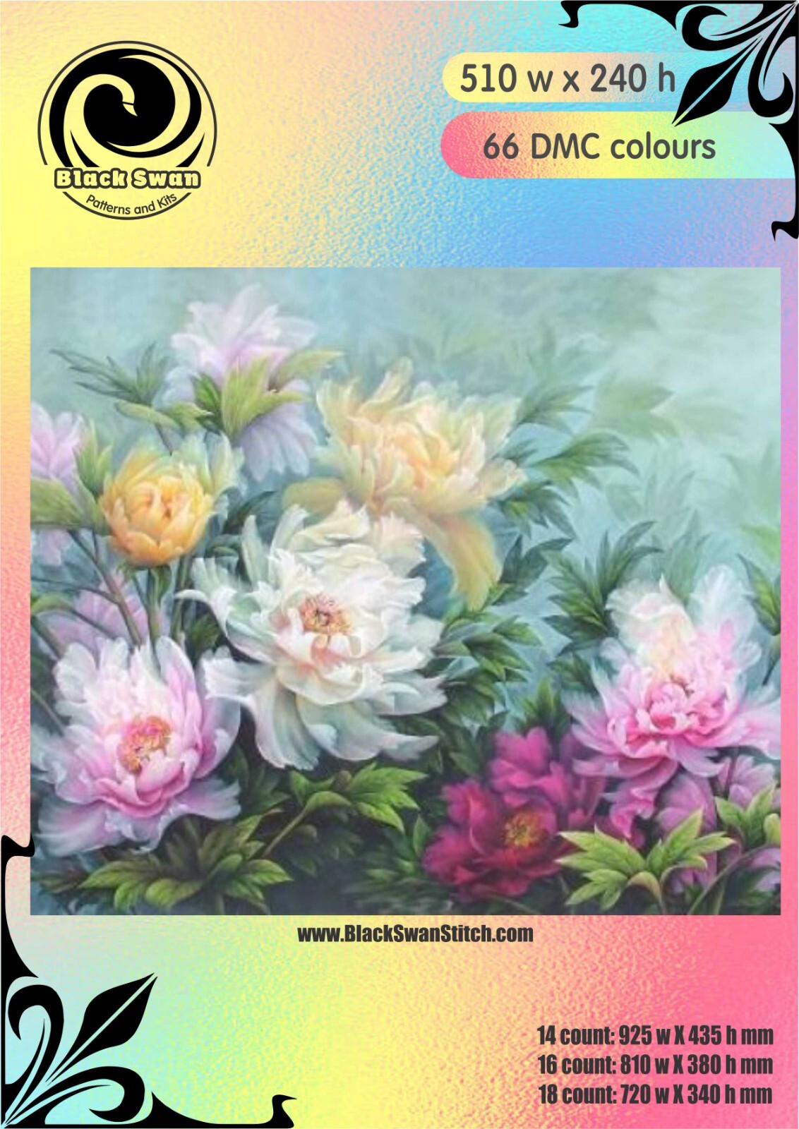 Chinese Peonies 1347 Chart Counted Cross Stitch Pattern Needlework