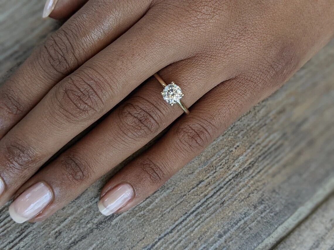 Diamond Wedding Ring Semi Mount Round Setting 0.15 Ct Real Solid 14K Yellow Gold