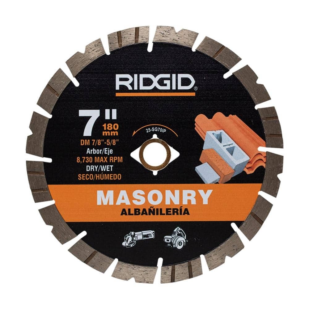 RIDGID 7 in. Masonry Cutting Segmented Rim Diamond Saw Blade